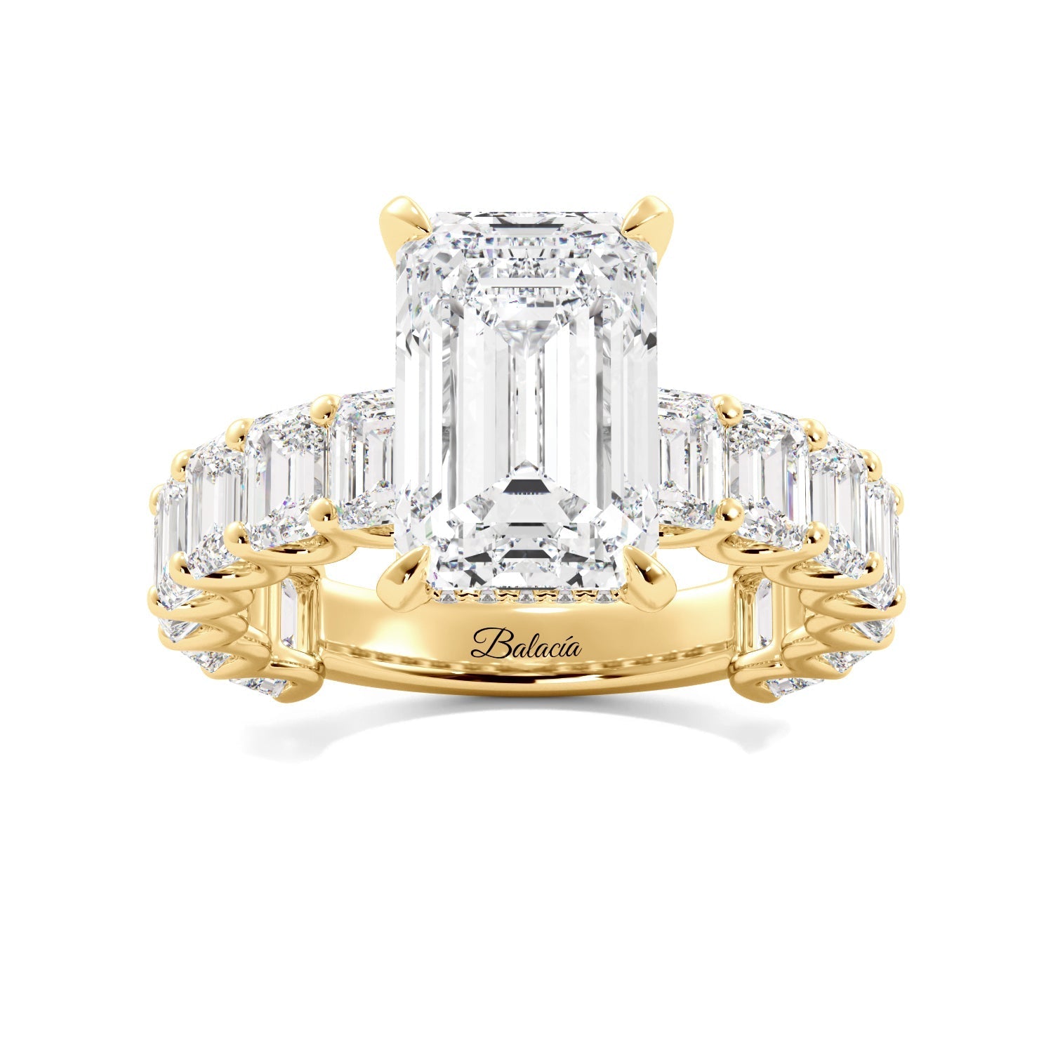 Emerald Cut Engagement Ring With Emerald Cut Side Diamonds