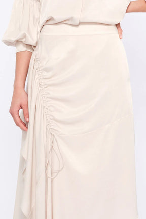 Olenka Asymmetric Ruched Skirt | Pristine