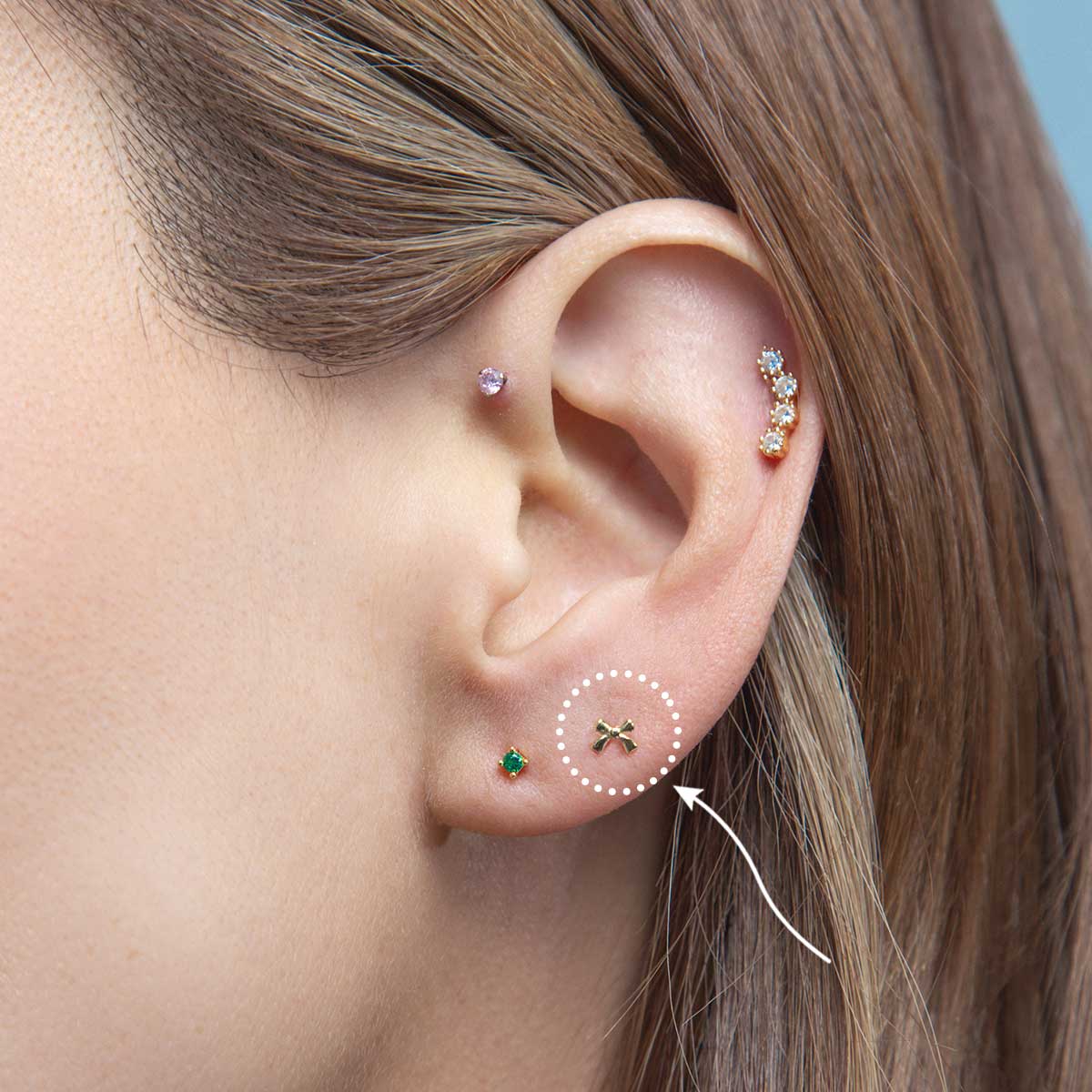 Micro Gold Bow Stud Earring