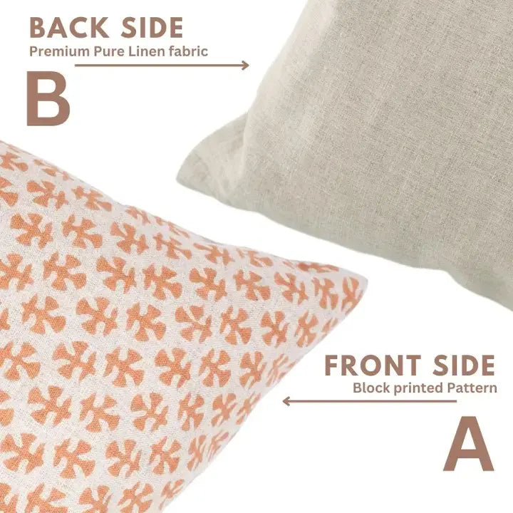 Beautiful Hand Made Block Print Pure Linen Pillow Cover - Bindika