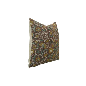 Floral Hand Block Print Boho Pure Linen Pillow Cover- Kundanvan