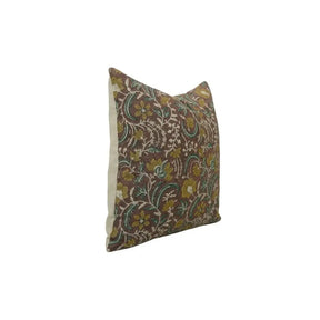 Floral Hand Block Print Boho Pure Linen Pillow Cover- Kundanvan