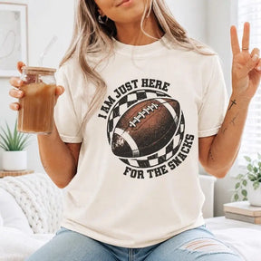 I Am Just Here For The Snacks Football Graphic T-Shirt | Natural Ivory Game Day Cotton Tee
