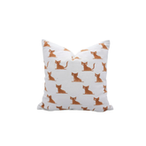 Unique Hand-Carved  Block Print Thick Cotton White Pillow Cover  - Cat