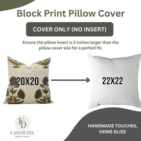 Hand Block Crafted Block Print Linen Blend Pillow Cover - Badshah