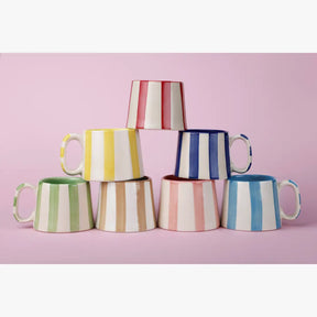 Ceramic Brown Stripe  Coffee cup- 220ml (Set of 2)