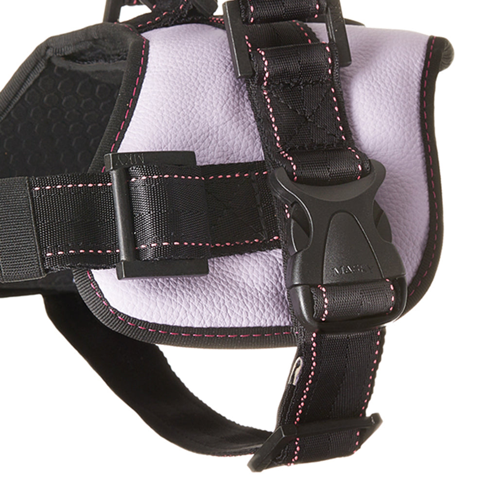Premium Leather Anti-Choke Harness • Lilac ~ Black