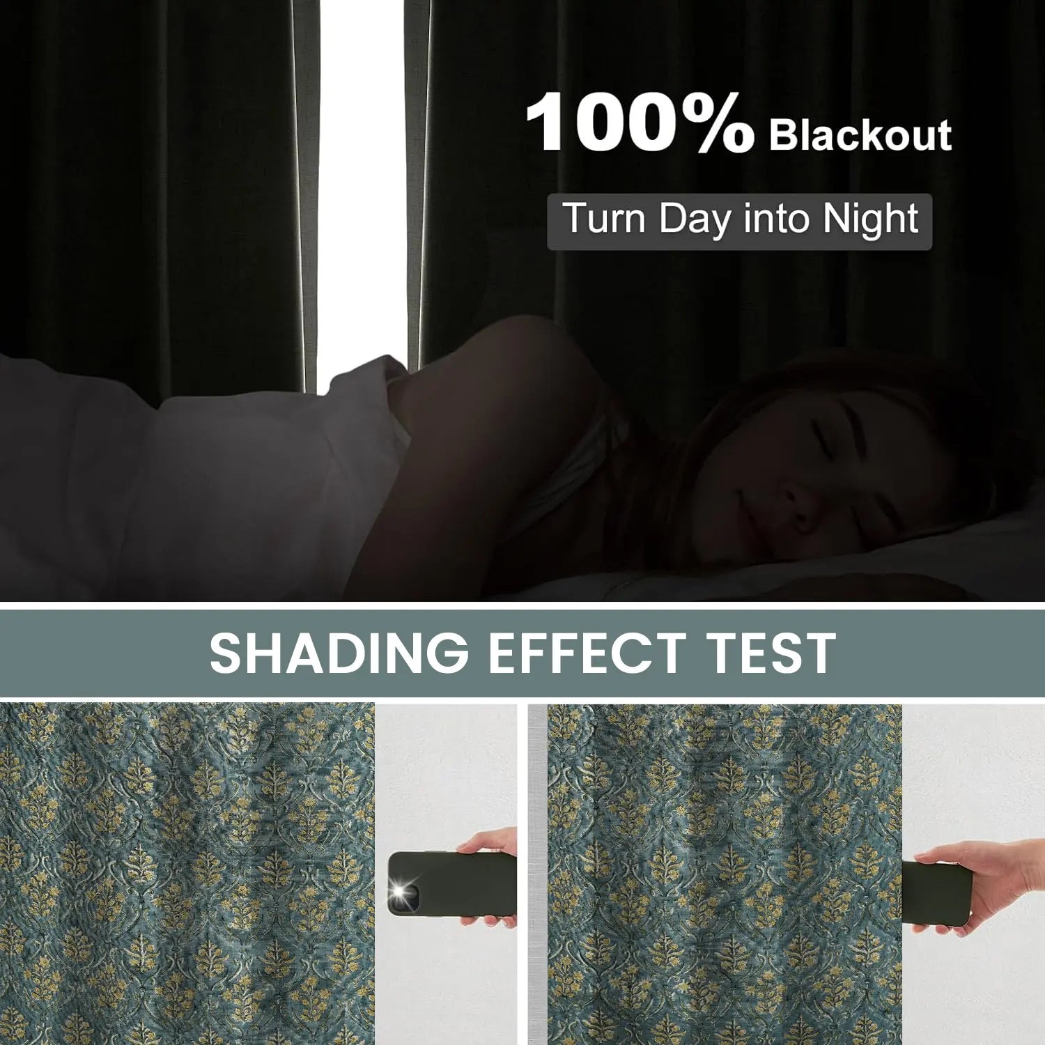 Floral Stylish Hand Block Printed Thick Linen Pleated Curtain-vishal Pusph