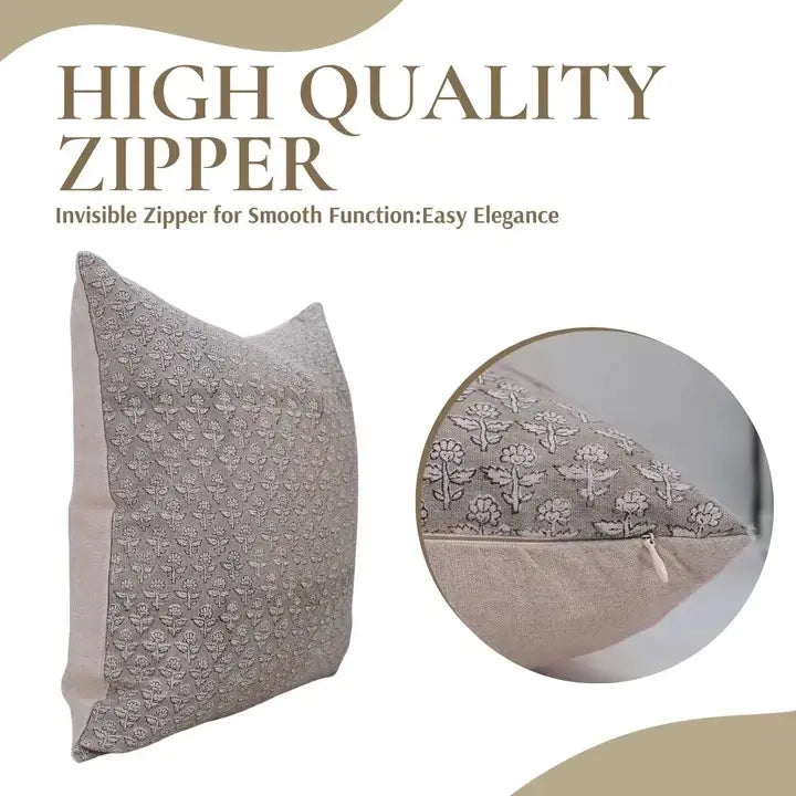 Classic Indian Block Print Boho Pure Linen Pillow Cover- Gulmohar