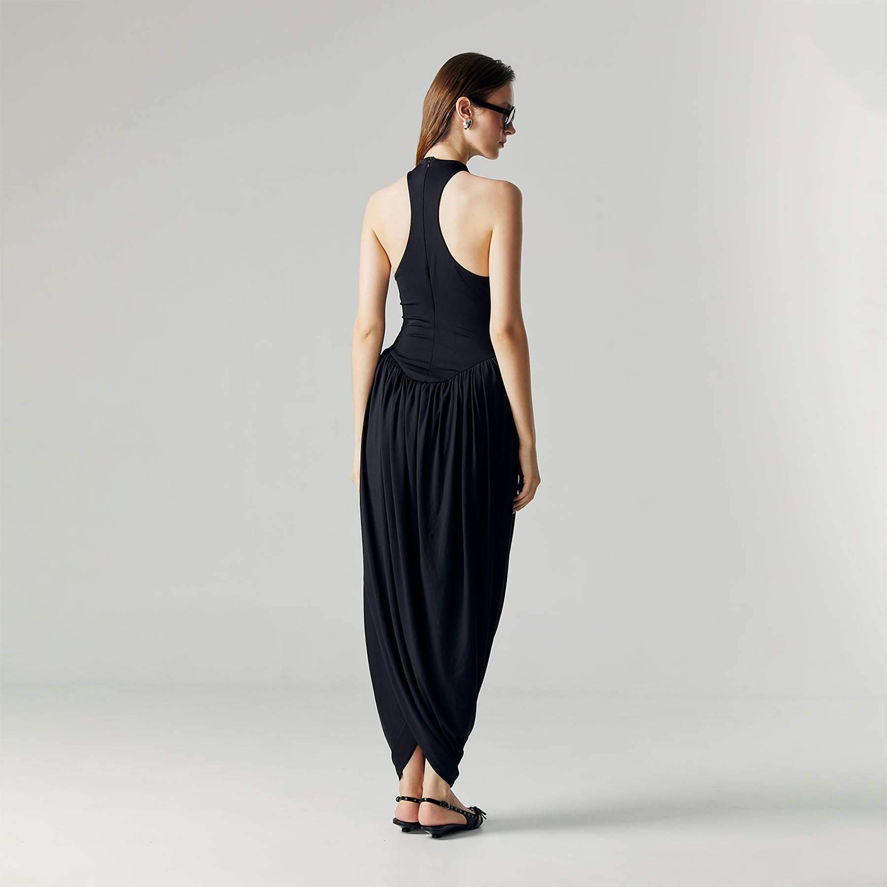 CELINE DRAPED MAXI DRESS