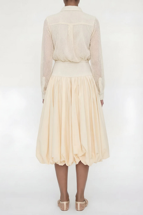 Kemi Ivory Crochet Waist Bubble Hem Cotton Skirt