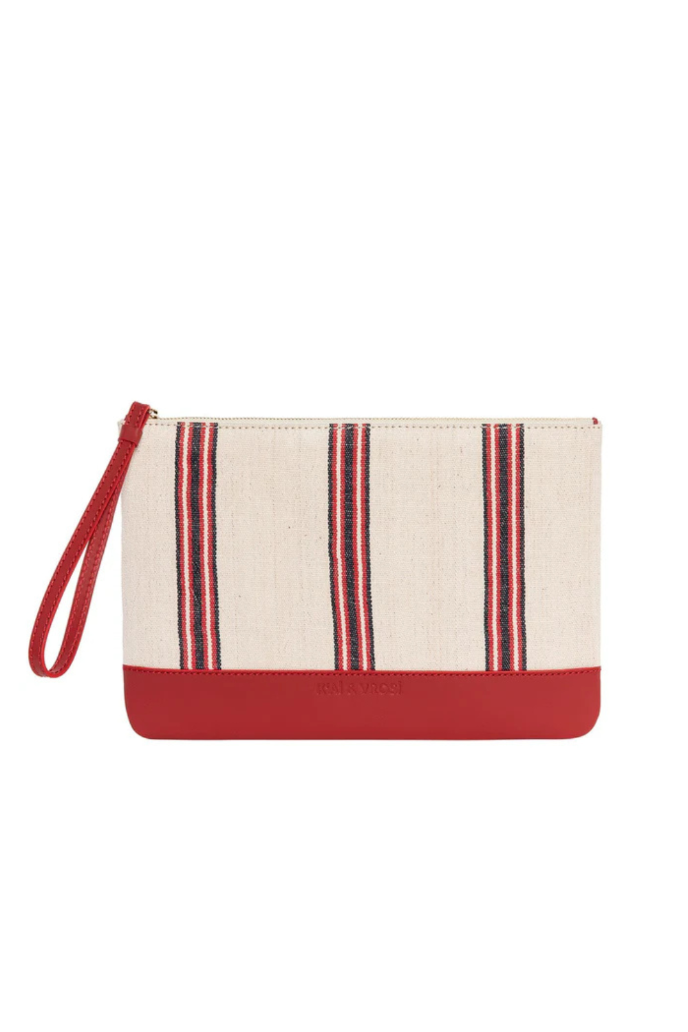Apollon - Red Calfskin & Handloomed Fabric Clutch
