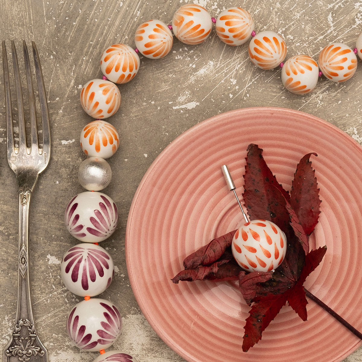 CARMEN Ceramic & Silver Spheres Long Necklace