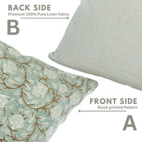 Handmade Block Print Pure Linen Pillow Cover- Amritvela