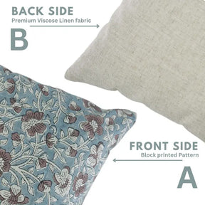 Boho Decor Hand Block Print Viscose Linen Pillow Cover - Saundarya