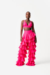 Linen DARIA Ruffle Pants in Pink