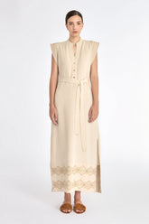 Denver Artisan Embroidered Dress | Ecru