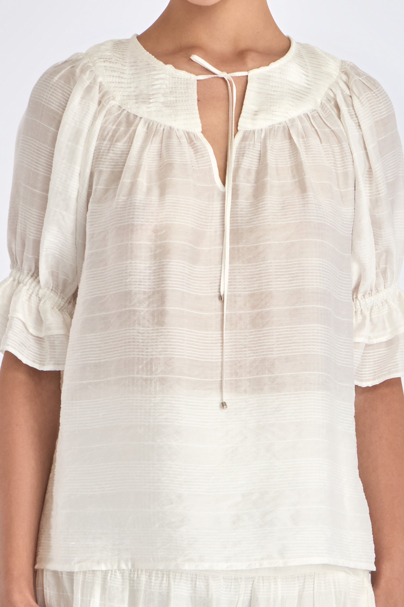 Lauren V-Slit Blouse | Off White