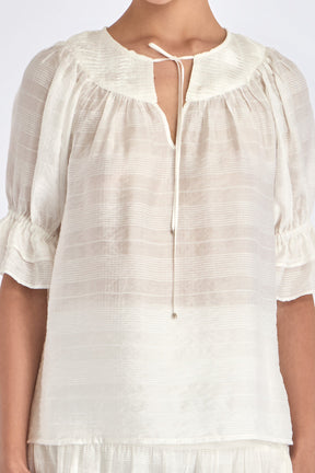 Lauren V-Slit Blouse | Off White