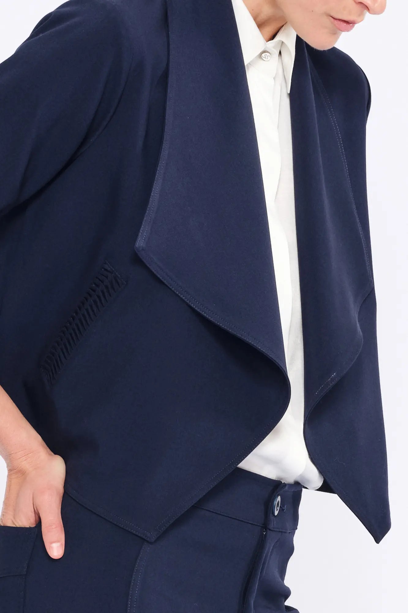 Daysi Draped Lapel Jacket | Navy