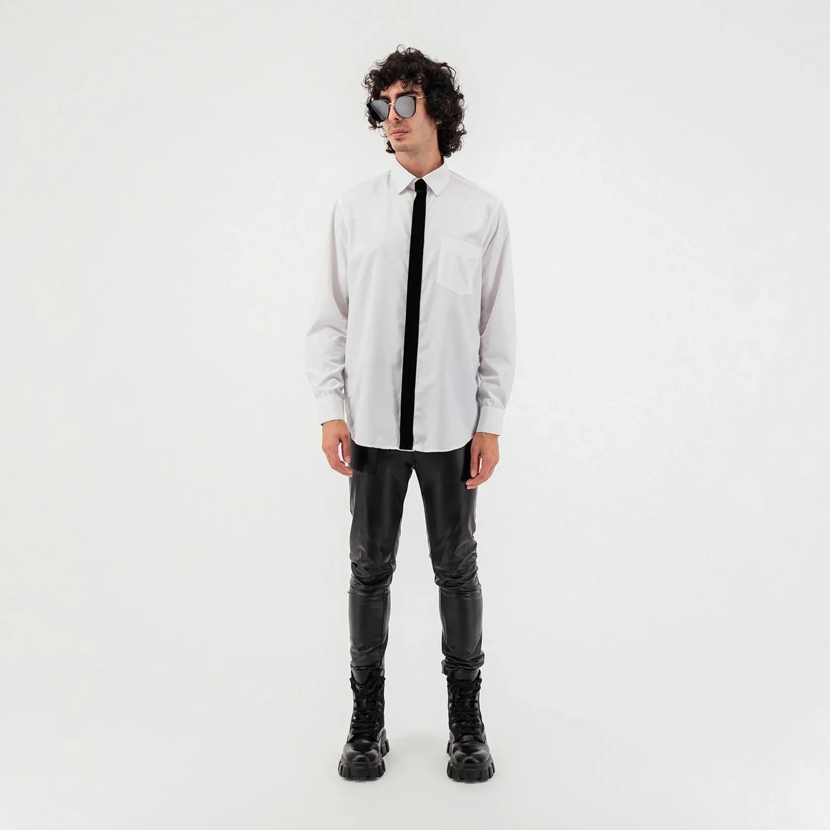 Velvet Patch Long Sleeve Button Up Shirt