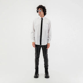 Velvet Patch Long Sleeve Button Up Shirt