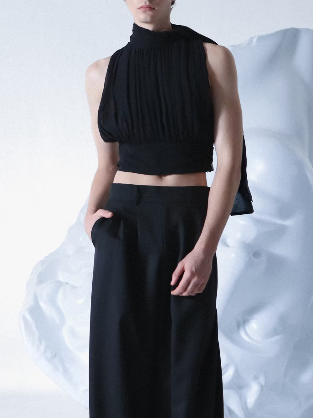 Black Silk Chiffon “Artemis” Top