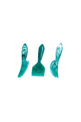 Resin Cheese Knife, Green (set Of 3)- 6 Inches