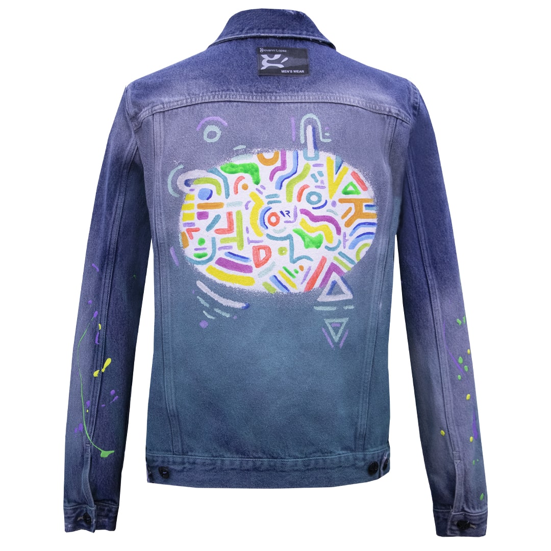 Jean jacket with artistic paint design