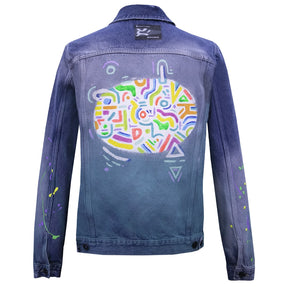 Jean jacket with artistic paint design