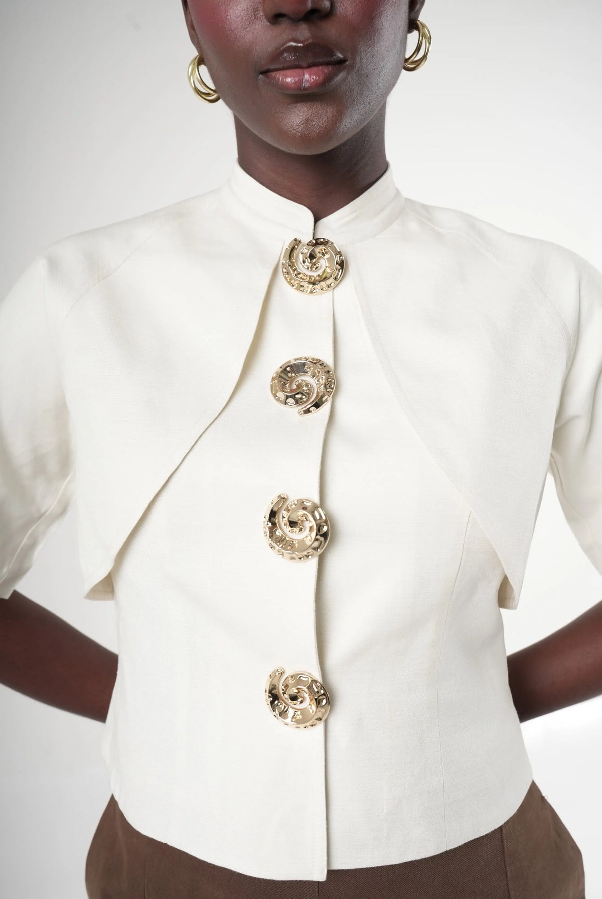 Narea Shell-button Linen Top