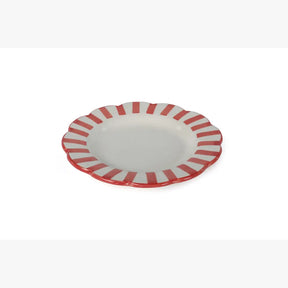 Ceramic stripe Salad Plate, Yellow , Red - 8.25x 8.25 x 1.25 Inches