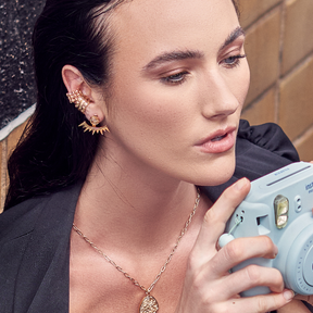 Art Stud Earrings with Ear Jackets