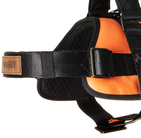 Luxury Leather Harness - Orange & Black