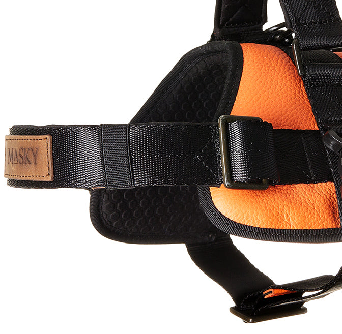 Luxury Leather Harness - Orange & Black