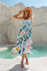 Sea Dreamer Strappy Midi Dress - Santorini