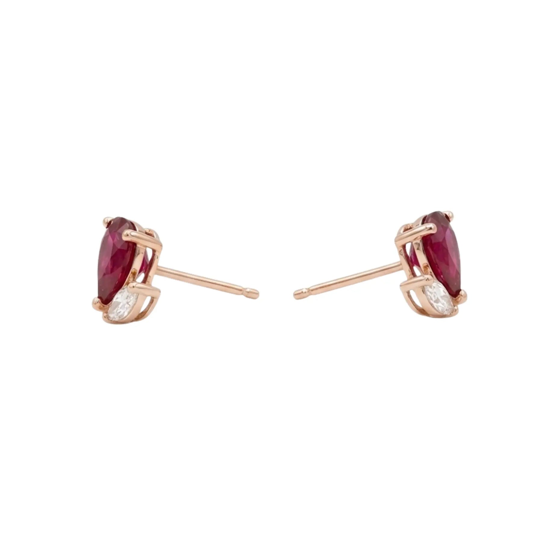 Pear Ruby & Diamond Marquise Studs