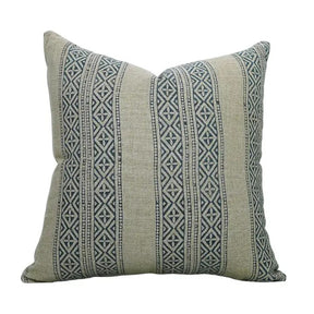 Stylish Floral Block Print Boho Thick Linen Pillow Cover- Kaju Katali