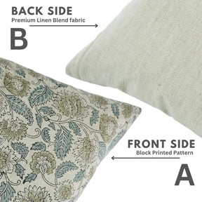 Boho Decor Block  Print Linen Blend Cushion Cover - Mandakini