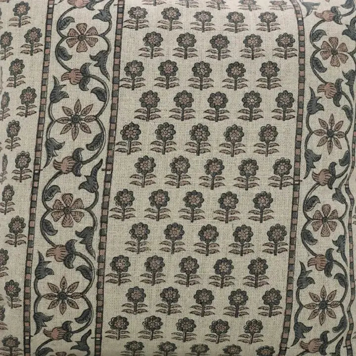 Boho Block Print Thick Linen Cushion Cover - Anamika Border