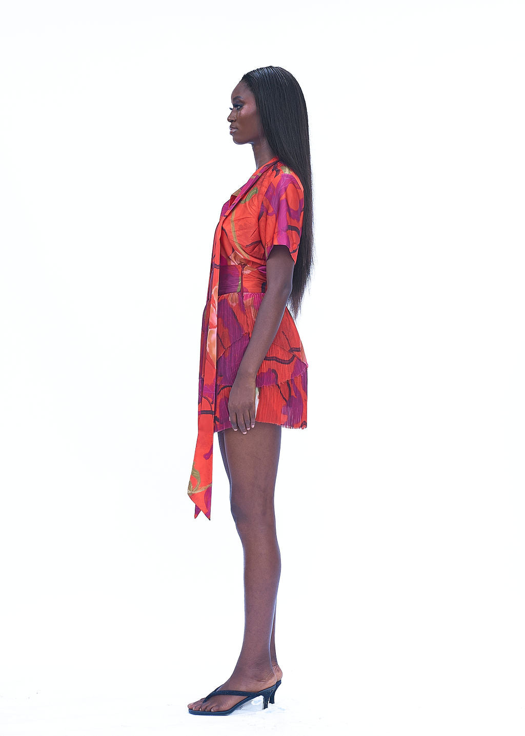 DONNA PLEATED SKIRT - ORANGE CALA