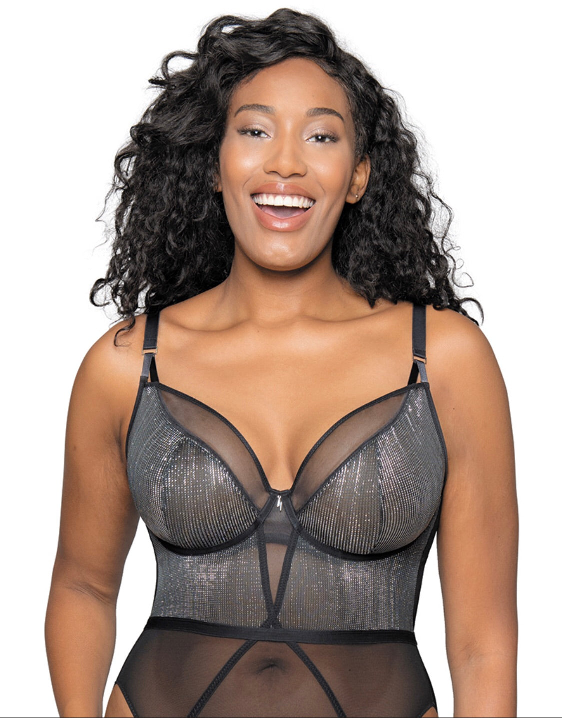 Curvy Kate Sparks Fly Plunge Body Black/Silver