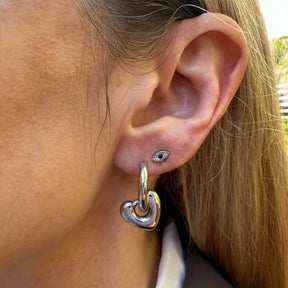 Silver Heart Removable Huggie Earrings