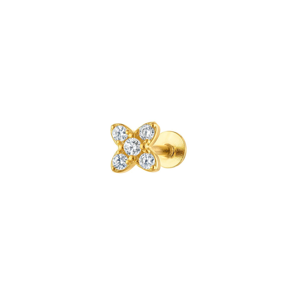 Flower Gold Earring Stud Flatback
