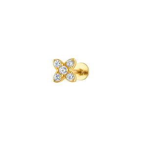 Flower Gold Earring Stud Flatback