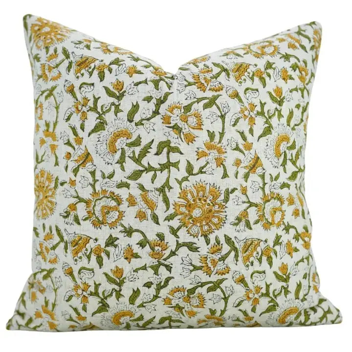 Boho Decor Hand Block Print Viscose Linen Pillow Cover - Pushaplata