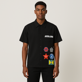Black Logo Patch Cargo Shirt