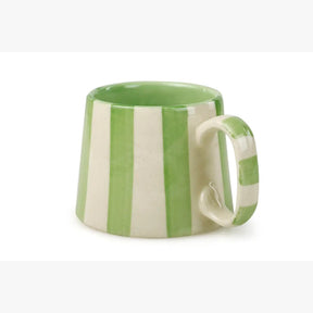 Ceramic Striped  Coffee cup , Pink , Green , Dark Blue , Aqua - 220ml (Set of 2)