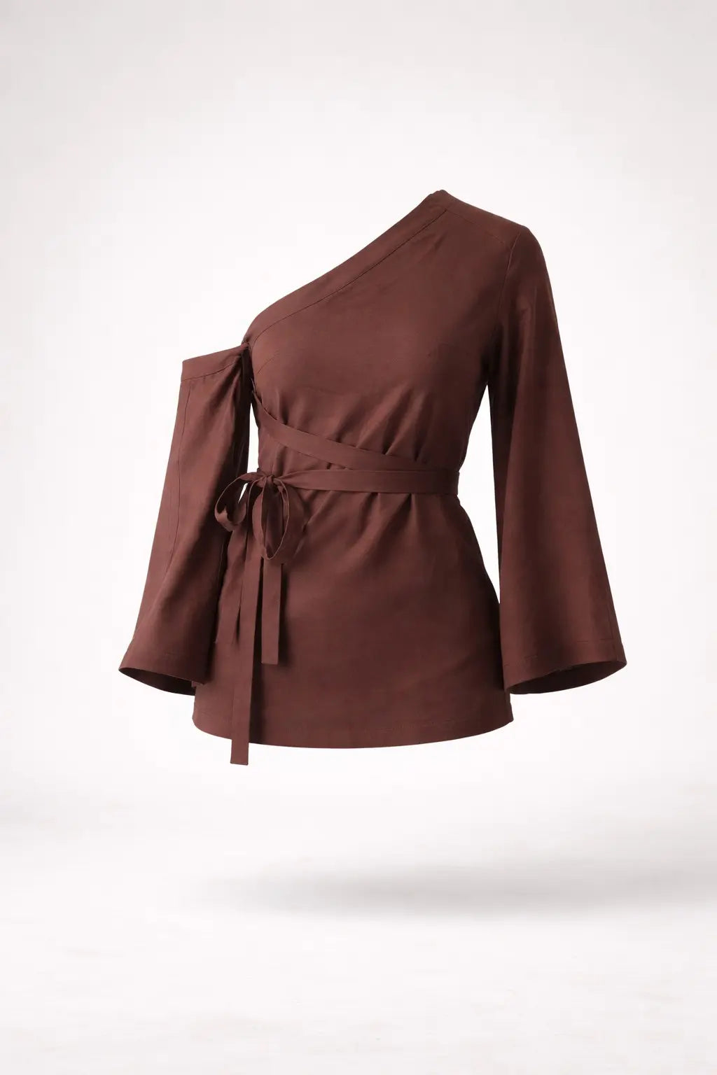 Cacao Convertible One-shoulder Blouse