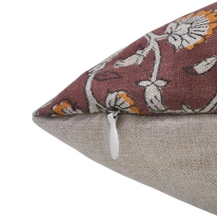 Traditional Hand Block Printed Pure Linen Cushion Cover - Himachal